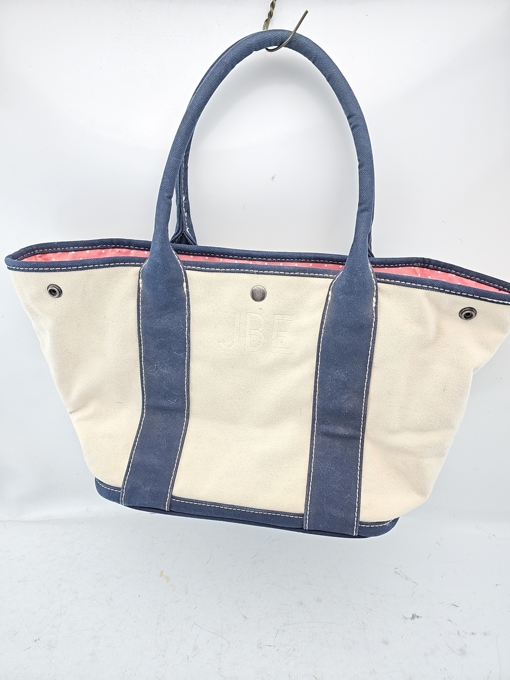 J.Crew Canvas Tote Bag with Polka Dot Lining